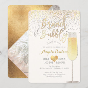 PixDezines Brunch Bubbly/Faux Silver+Gold Confetti Invitation