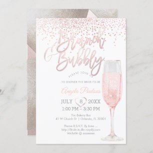 PixDezines Brunch Bubbly/Pink+Silver Confetti Invitation