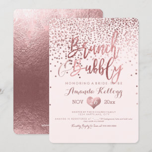 PixDezines Brunch N Bubbly/Rose Gold Confetti Invitation