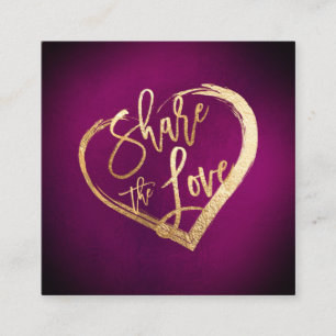 PixDezines Burgundy Gold Share the Love Square Business Card
