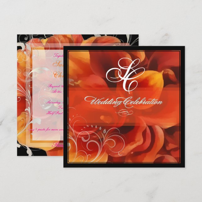 PixDezines burnt orange calla lily Invitation (Front/Back)