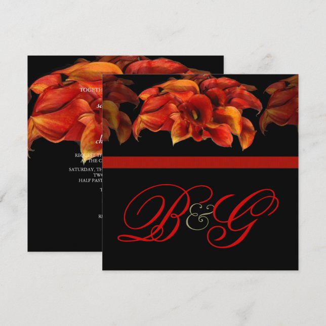 PixDezines BURNT ORANGE CALLA LILY INVITATIONS (Front/Back)