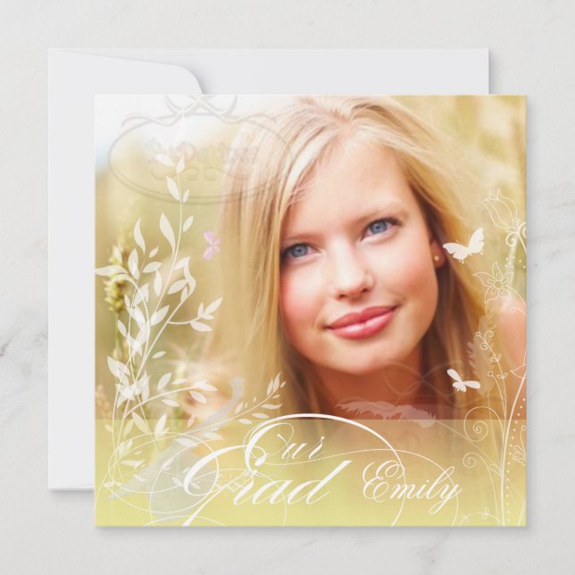 PixDezines Butterflies Graduation Photo Announceme Invitation (Front)