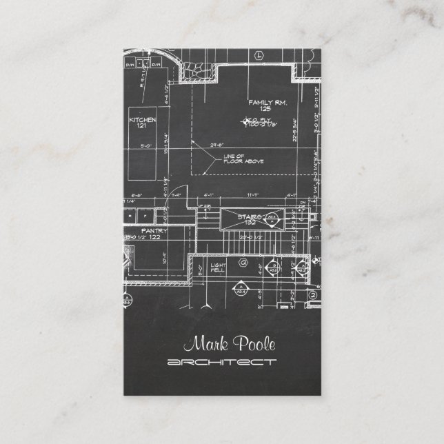 PixDezines chalkboard architect blueprints Business Card (Front)