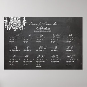 PixDezines chalkboard+chandelier/seating chart