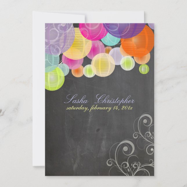 PixDezines chalkboard+fiesta lanterns Invitation (Front)