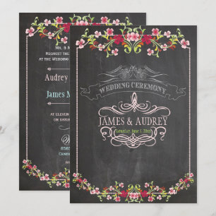 PixDezines chalkboard/floral/diy background colour Invitation
