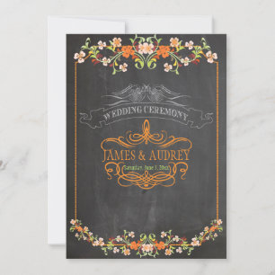 PixDezines chalkboard/floral/diy background colour Invitation