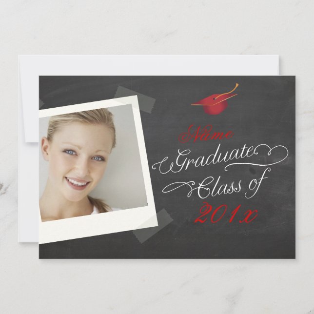 PixDezines chalkboard graduation Invitation (Front)