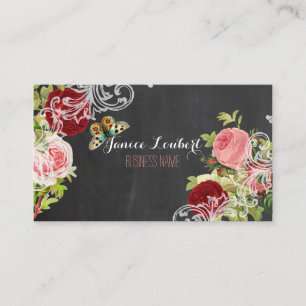 PixDezines Chalkboard/Redoute Vintage Roses Business Card