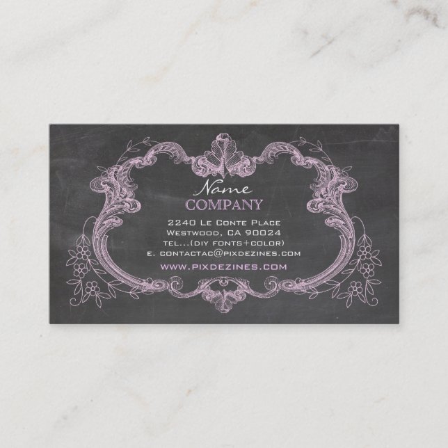 PixDezines chalkboard+rococo frame Business Card (Front)