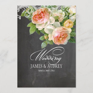 PixDezines chalkboard/rococo/vintage roses Invitation