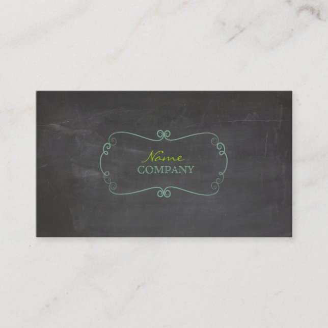 PixDezines chalkboard+scrolls frame Business Card (Front)