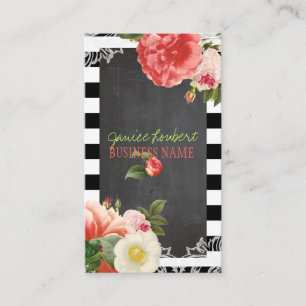 PixDezines Chalkboard+Vintage Peonies Business Card