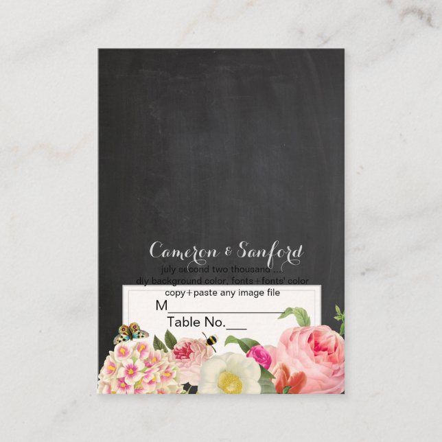 PixDezines chalkboard vintage primrose/place cards (Front)