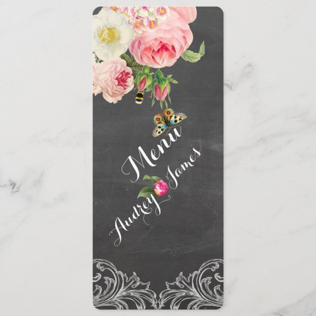 PixDezines Chalkboard/Vintage Roses Menu (Front)