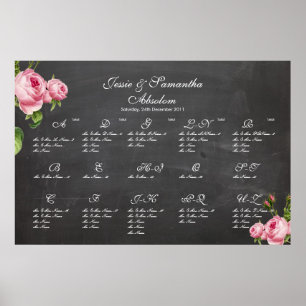 PixDezines chalkboard+vintage roses/seating chart