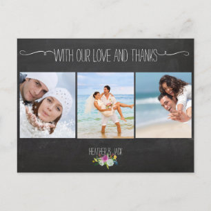 PixDezines chalkboard/wedding photos thank you Postcard