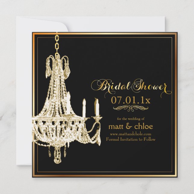 PixDezines chandelier/bridal shower/diy background Invitation (Front)