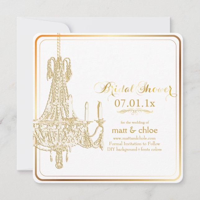 PixDezines chandelier/bridal shower/diy background Invitation (Front)