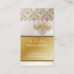 PixDezines Chandelier + Damask/pearly white Business Card