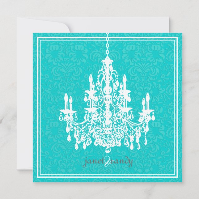 PixDezines Chandelier/DIY aqua background colour! Invitation (Front)