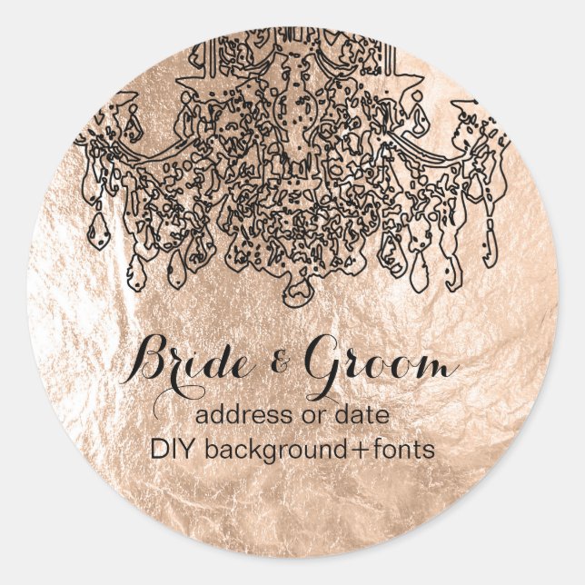 PixDezines chandelier/faux champagne foil Classic Round Sticker (Front)