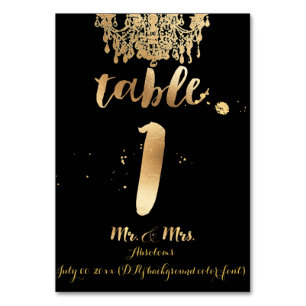 PixDezines Chandelier/Faux Gold/table 1 Table Number