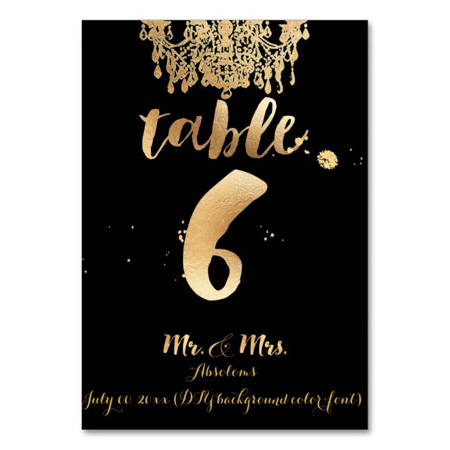 PixDezines Chandelier/Faux Gold/table 6 Table Number (Front)
