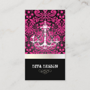 PixDezines Chandelier + lace damask /pearl + white Business Card