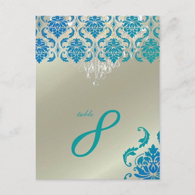 PixDezines Chandelier+Vendome Peacock Damask Postcard (Front)