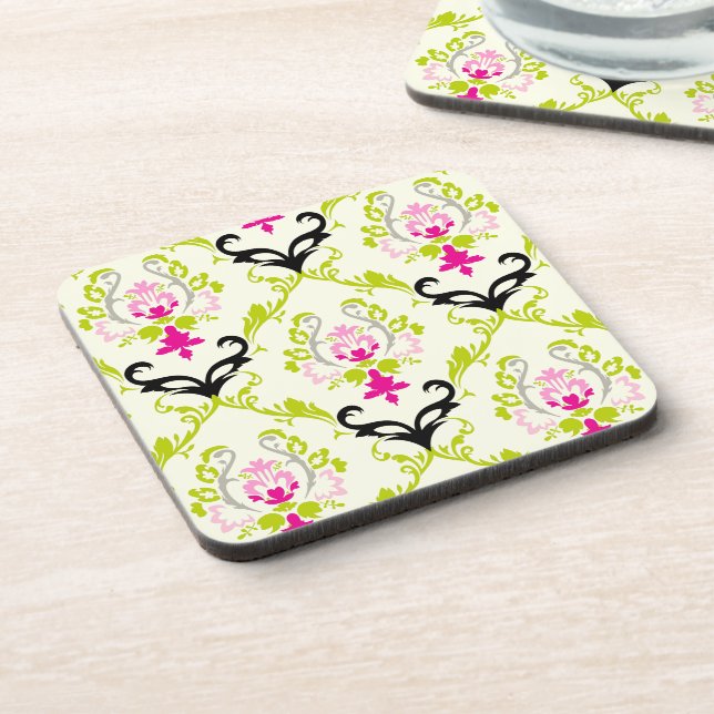 PixDezines Chantal Damask/DIY background colour Coaster (Left Side)