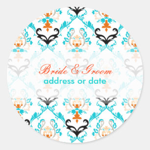 PixDezines chantal damask/diy colour Classic Round Sticker