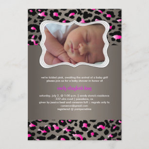 PixDezines cheetah/birth announcement/shower Invitation