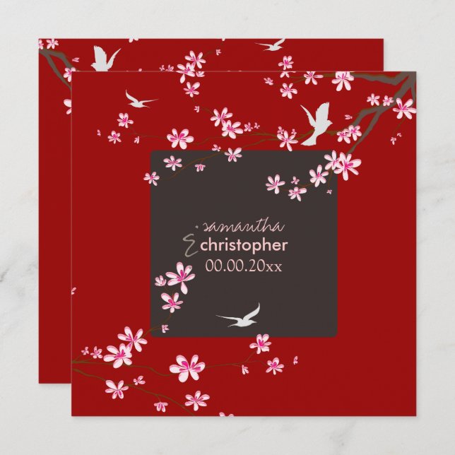 PixDezines Cherry blossom/diy background colour Invitation (Front/Back)