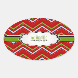 PixDezines Chevron/Christmas/DIY colours Oval Sticker