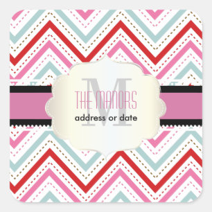 PixDezines Chevron/Christmas/DIY colours Square Sticker