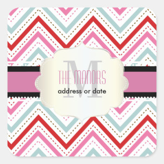 PixDezines Chevron/Christmas/DIY colours Square Sticker