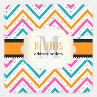PixDezines Chevron/Christmas/DIY colours Square Sticker