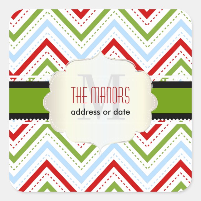 PixDezines Chevron/Christmas/DIY colours Square Sticker (Front)