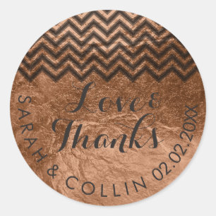 PixDezines chevron/faux copper/thanks Classic Round Sticker