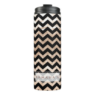 PixDezines Chevron/Faux Metallic Rose Gold Thermal Tumbler