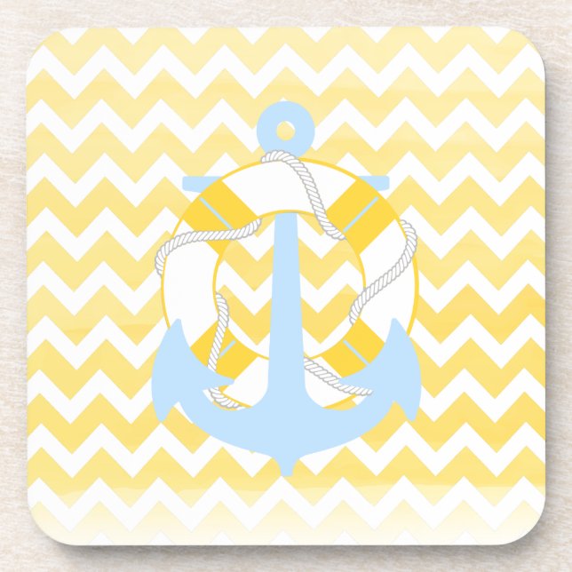 PixDezines chevron/nautical/watercolor Coaster (Front)