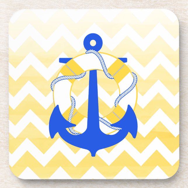 PixDezines chevron/nautical/watercolor Coaster (Front)