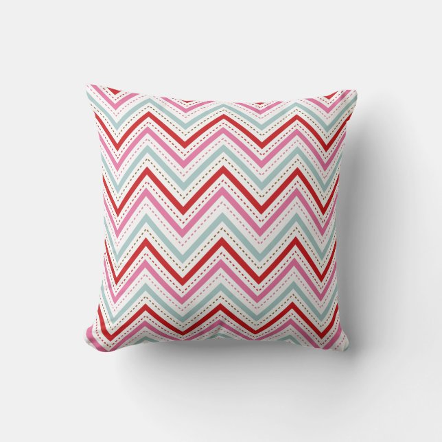 PixDezines chevron pink+blue/diy background Throw Pillow (Front)