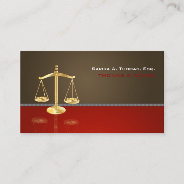 PixDezines CHIC ATTORNEY/BROWN+RED Business Card (Front)