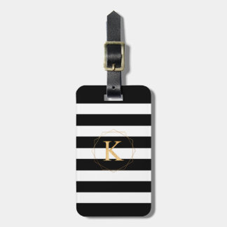 PixDezines CHIC BLACK+WHITE STRIPES /DIY COLORS Luggage Tag