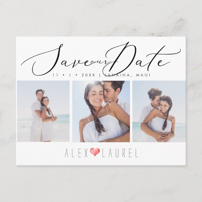 PixDezines Chic Elegant Calligraphy Save Date Postcard (Front)