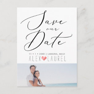 PixDezines Chic Elegant Calligraphy Save our Date Postcard