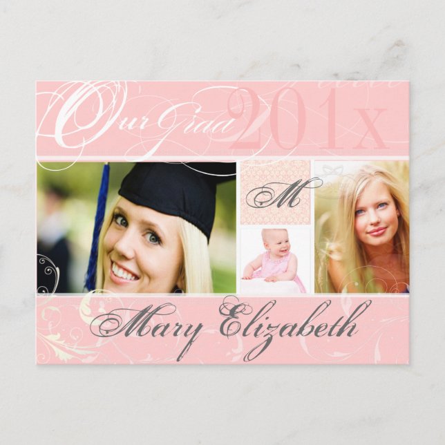 PixDezines Class 2012/swirls/DIY colours+fonts Announcement Postcard (Front)